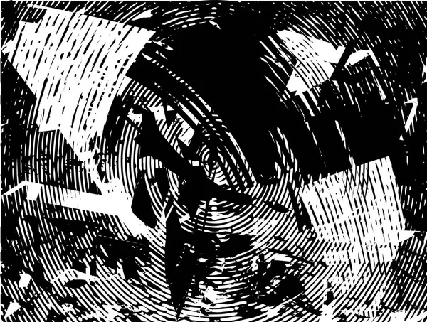 Siyah beyaz desenli, noktalı, lekeli, çizik ve çizikli sıkıntılı bir arkaplan. Soyut vektör illüstrasyonu.