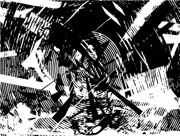 Siyah beyaz desenli, noktalı, lekeli, çizik ve çizikli sıkıntılı bir arkaplan. Soyut vektör illüstrasyonu.