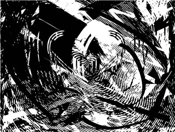 Siyah beyaz desenli, noktalı, lekeli, çizik ve çizikli sıkıntılı bir arkaplan. Soyut vektör illüstrasyonu.