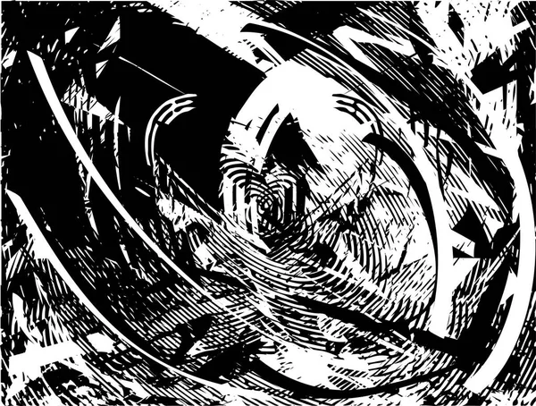 Siyah beyaz desenli, noktalı, lekeli, çizik ve çizikli sıkıntılı bir arkaplan. Soyut vektör illüstrasyonu.