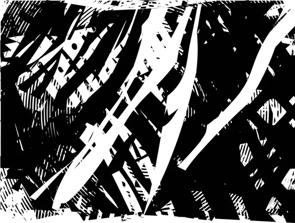 Siyah beyaz desenli, noktalı, lekeli, çizik ve çizikli sıkıntılı bir arkaplan. Soyut vektör illüstrasyonu.