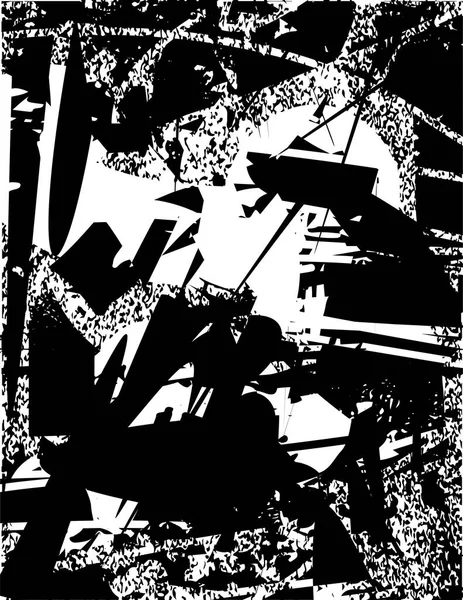 Siyah beyaz desenli, noktalı, lekeli, çizik ve çizikli sıkıntılı bir arkaplan. Soyut vektör illüstrasyonu.