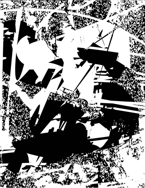 Siyah beyaz desenli, noktalı, lekeli, çizik ve çizikli sıkıntılı bir arkaplan. Soyut vektör illüstrasyonu.