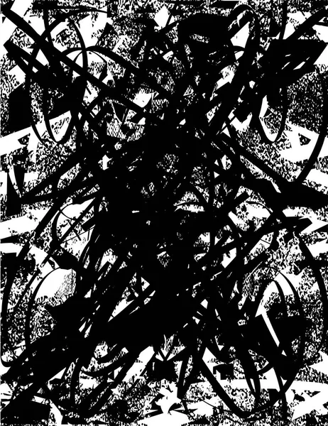Siyah beyaz desenli, noktalı, lekeli, çizik ve çizikli sıkıntılı bir arkaplan. Soyut vektör illüstrasyonu.