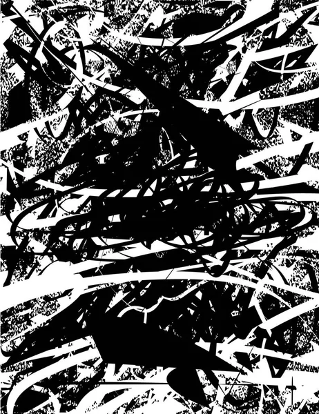 Siyah beyaz desenli, noktalı, lekeli, çizik ve çizikli sıkıntılı bir arkaplan. Soyut vektör illüstrasyonu.