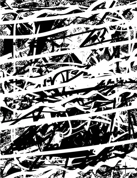 Siyah beyaz desenli, noktalı, lekeli, çizik ve çizikli sıkıntılı bir arkaplan. Soyut vektör illüstrasyonu.