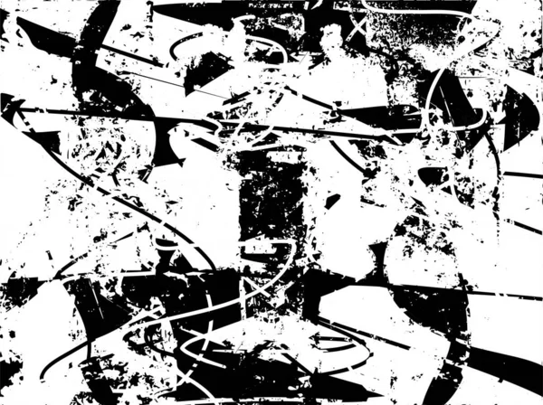 Siyah beyaz desenli, noktalı, lekeli, çizik ve çizikli sıkıntılı bir arkaplan. Soyut vektör illüstrasyonu.