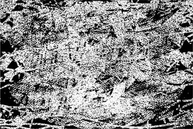 Siyah beyaz desenli, noktalı, lekeli, çizik ve çizikli sıkıntılı bir arkaplan. Soyut vektör illüstrasyonu.