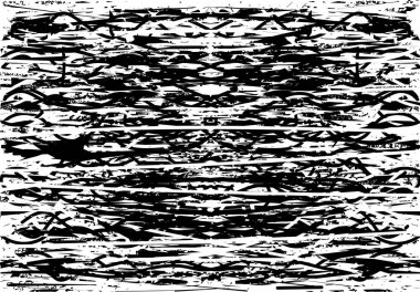 Siyah beyaz desenli, noktalı, lekeli, çizik ve çizikli sıkıntılı bir arkaplan. Soyut vektör illüstrasyonu.