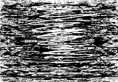 Siyah beyaz desenli, noktalı, lekeli, çizik ve çizikli sıkıntılı bir arkaplan. Soyut vektör illüstrasyonu.