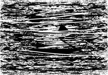 Siyah beyaz desenli, noktalı, lekeli, çizik ve çizikli sıkıntılı bir arkaplan. Soyut vektör illüstrasyonu.