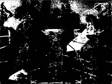 Siyah beyaz desenli, noktalı, lekeli, çizik ve çizikli sıkıntılı bir arkaplan. Soyut vektör illüstrasyonu.