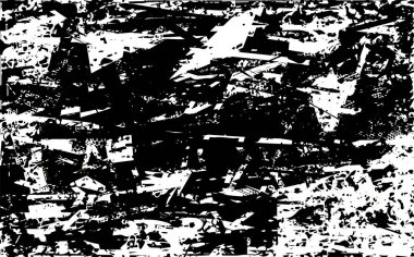 Siyah beyaz desenli, noktalı, lekeli, çizik ve çizikli sıkıntılı bir arkaplan. Soyut vektör illüstrasyonu.