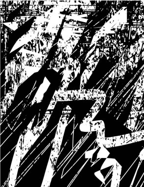 Siyah beyaz desenli, noktalı, lekeli, çizik ve çizikli sıkıntılı bir arkaplan. Soyut vektör illüstrasyonu.