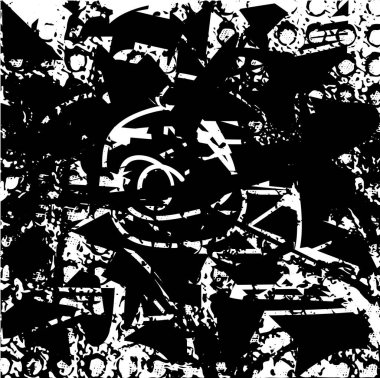 Siyah beyaz desenli, noktalı, lekeli, çizik ve çizikli sıkıntılı bir arkaplan. Soyut vektör illüstrasyonu.