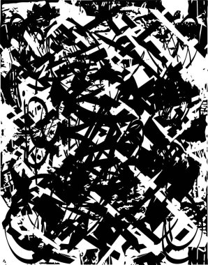 Siyah beyaz desenli, noktalı, lekeli, çizik ve çizikli sıkıntılı bir arkaplan. Soyut vektör illüstrasyonu.