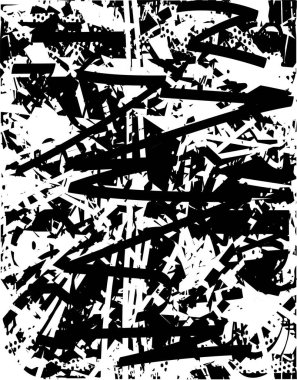 Siyah beyaz desenli, noktalı, lekeli, çizik ve çizikli sıkıntılı bir arkaplan. Soyut vektör illüstrasyonu.