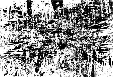 Siyah beyaz desenli, noktalı, lekeli, çizik ve çizikli sıkıntılı bir arkaplan. Soyut vektör illüstrasyonu.