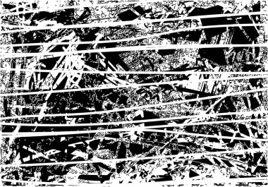 Siyah beyaz desenli, noktalı, lekeli, çizik ve çizikli sıkıntılı bir arkaplan. Soyut vektör illüstrasyonu.