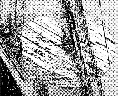 Siyah beyaz desenli, noktalı, lekeli, çizik ve çizikli sıkıntılı bir arkaplan. Soyut vektör illüstrasyonu.