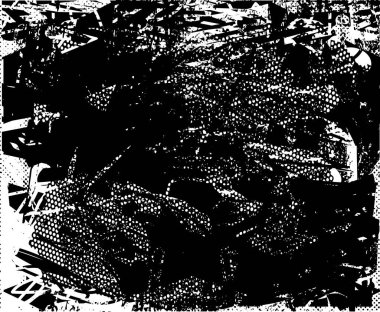 Siyah beyaz desenli, noktalı, lekeli, çizik ve çizikli sıkıntılı bir arkaplan. Soyut vektör illüstrasyonu.