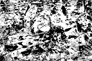 Siyah beyaz desenli, noktalı, lekeli, çizik ve çizikli sıkıntılı bir arkaplan. Soyut vektör illüstrasyonu.