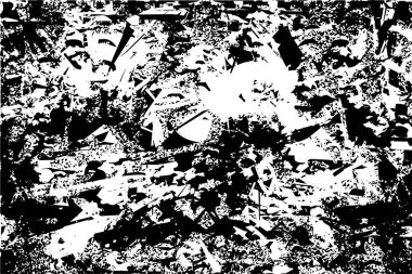 Siyah beyaz desenli, noktalı, lekeli, çizik ve çizikli sıkıntılı bir arkaplan. Soyut vektör illüstrasyonu.