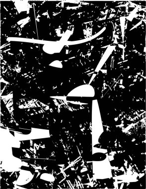 Siyah beyaz desenli, noktalı, lekeli, çizik ve çizikli sıkıntılı bir arkaplan. Soyut vektör illüstrasyonu.