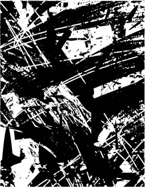 Siyah beyaz desenli, noktalı, lekeli, çizik ve çizikli sıkıntılı bir arkaplan. Soyut vektör illüstrasyonu.