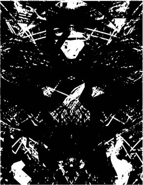 Siyah beyaz desenli, noktalı, lekeli, çizik ve çizikli sıkıntılı bir arkaplan. Soyut vektör illüstrasyonu.