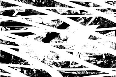 Siyah beyaz desenli, noktalı, lekeli, çizik ve çizikli sıkıntılı bir arkaplan. Soyut vektör illüstrasyonu.