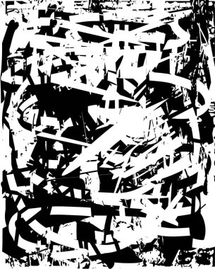 Siyah beyaz desenli, noktalı, lekeli, çizik ve çizikli sıkıntılı bir arkaplan. Soyut vektör illüstrasyonu.