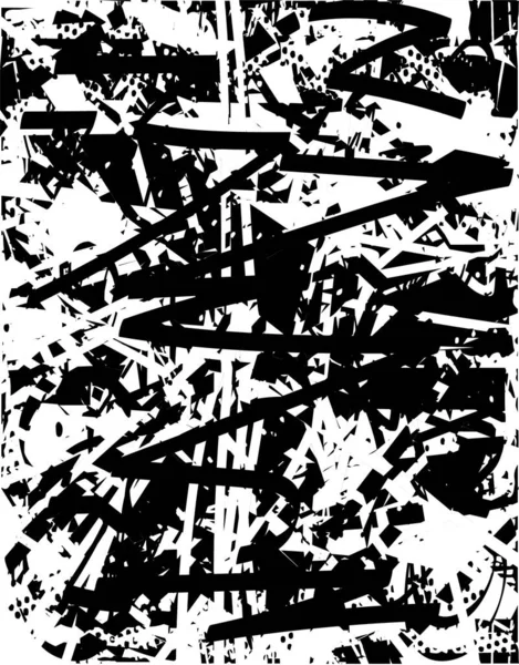 Siyah beyaz desenli, noktalı, lekeli, çizik ve çizikli sıkıntılı bir arkaplan. Soyut vektör illüstrasyonu.