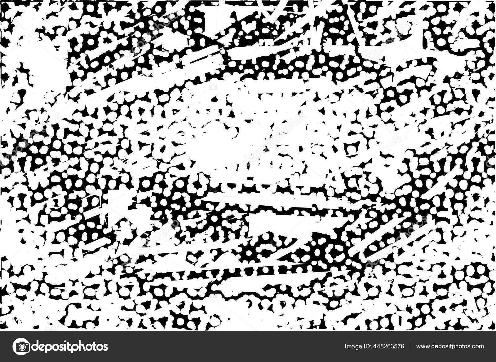 ドット スポット 傷や線で黒と白のテクスチャで落ち込んだ背景 抽象ベクトル図 ストックベクター C Sokolovskij