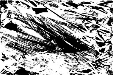 Siyah beyaz desenli, noktalı, lekeli, çizik ve çizikli sıkıntılı bir arkaplan. Soyut vektör illüstrasyonu.