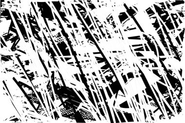 Siyah beyaz desenli, noktalı, lekeli, çizik ve çizikli sıkıntılı bir arkaplan. Soyut vektör illüstrasyonu.