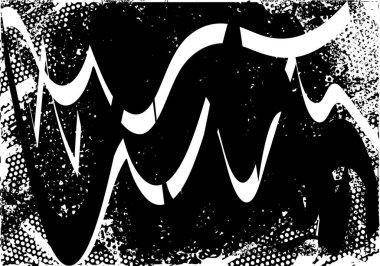 Siyah beyaz desenli, noktalı, lekeli, çizik ve çizikli sıkıntılı bir arkaplan. Soyut vektör illüstrasyonu.