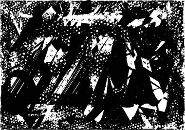 Siyah beyaz desenli, noktalı, lekeli, çizik ve çizikli sıkıntılı bir arkaplan. Soyut vektör illüstrasyonu.