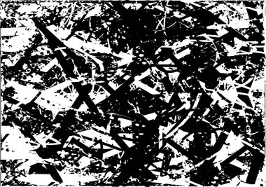 Siyah beyaz desenli, noktalı, lekeli, çizik ve çizikli sıkıntılı bir arkaplan. Soyut vektör illüstrasyonu.