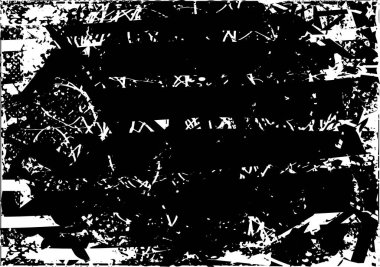 Siyah beyaz desenli, noktalı, lekeli, çizik ve çizikli sıkıntılı bir arkaplan. Soyut vektör illüstrasyonu.