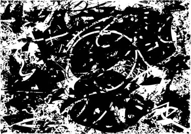 Siyah beyaz desenli, noktalı, lekeli, çizik ve çizikli sıkıntılı bir arkaplan. Soyut vektör illüstrasyonu.