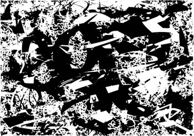 Siyah beyaz desenli, noktalı, lekeli, çizik ve çizikli sıkıntılı bir arkaplan. Soyut vektör illüstrasyonu.