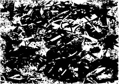 Siyah beyaz desenli, noktalı, lekeli, çizik ve çizikli sıkıntılı bir arkaplan. Soyut vektör illüstrasyonu.