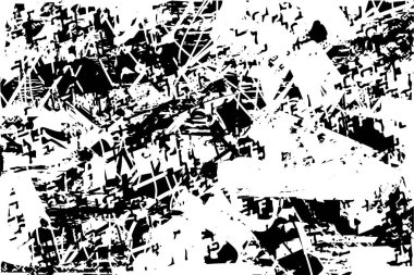 Siyah beyaz desenli, noktalı, lekeli, çizik ve çizikli sıkıntılı bir arkaplan. Soyut vektör illüstrasyonu.