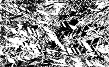 Siyah beyaz desenli, noktalı, lekeli, çizik ve çizikli sıkıntılı bir arkaplan. Soyut vektör illüstrasyonu.