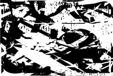 Siyah beyaz desenli, noktalı, lekeli, çizik ve çizikli sıkıntılı bir arkaplan. Soyut vektör illüstrasyonu.