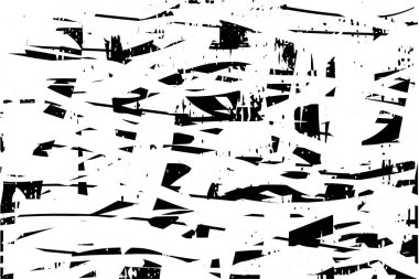 Siyah beyaz desenli, noktalı, lekeli, çizik ve çizikli sıkıntılı bir arkaplan. Soyut vektör illüstrasyonu.