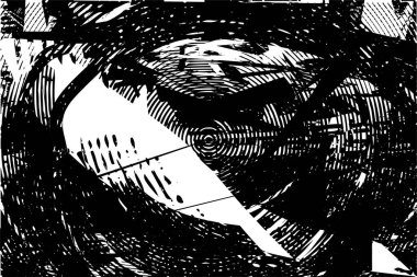 Çizik ve çiziklerle dolu siyah beyaz bir arka plan. Soyut vektör illüstrasyonu.