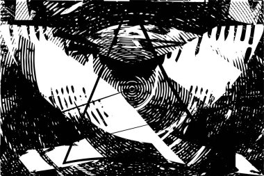 Çizik ve çiziklerle dolu siyah beyaz bir arka plan. Soyut vektör illüstrasyonu.