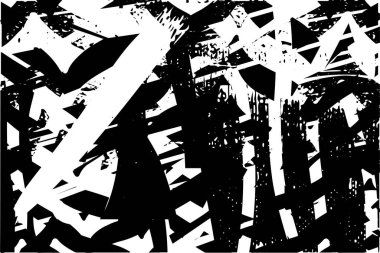 Çizik ve çiziklerle dolu siyah beyaz bir arka plan. Soyut vektör illüstrasyonu.